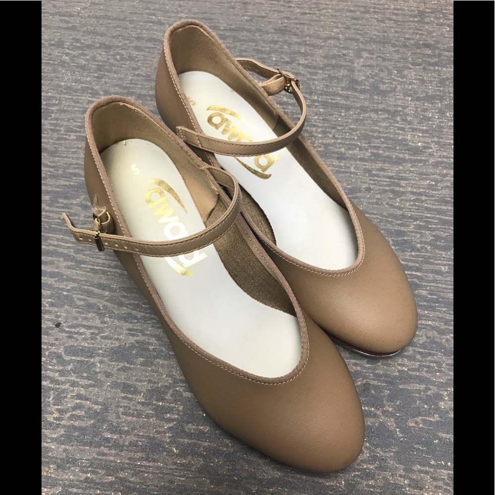 Size 5 Tan Beige Character 2” Heel Tap Dance Shoes W/taps NIB - Picture 1 of 4